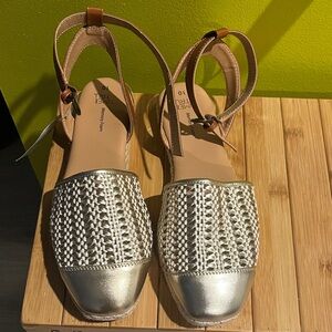 Time and Tru Metallic and Tan Espadrilles